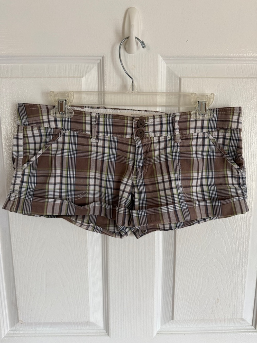 Hollister Plaid Brown & White Women's / Juniors Jean Shorts